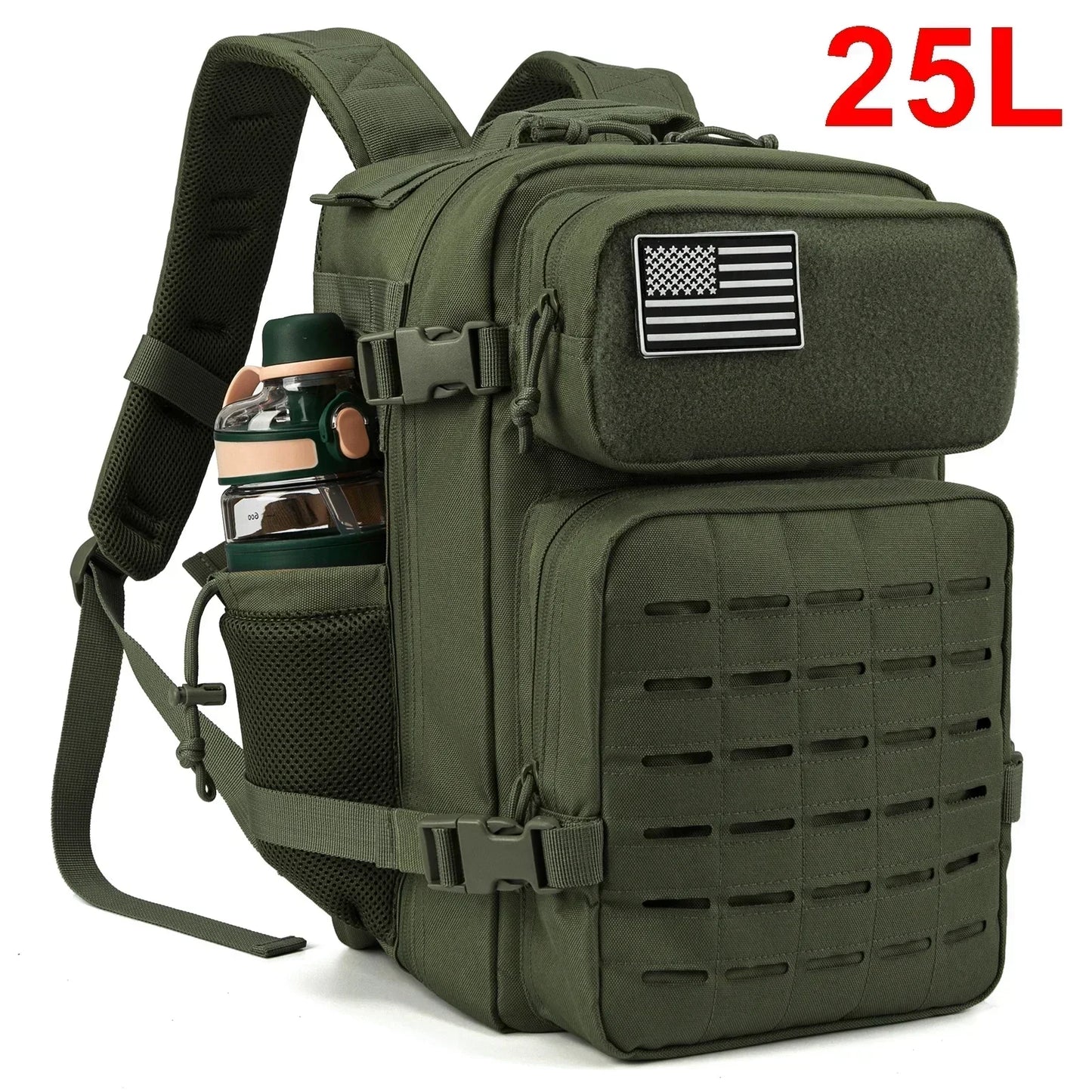 25L/45L Tactical Backpack Outdoor for Women/men Laser Cut Molle Hiking 3Day pack School Bag Gym Rucksack with Dual Cup Holder