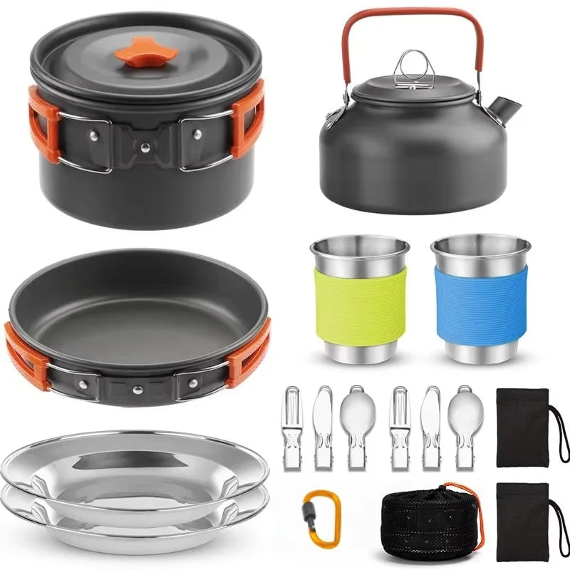 Outdoor Pot and Kettle Set Camping Water Boiling Equipment Portable Cooking Utensils for Hiking Picnic and Backpacking Convenien