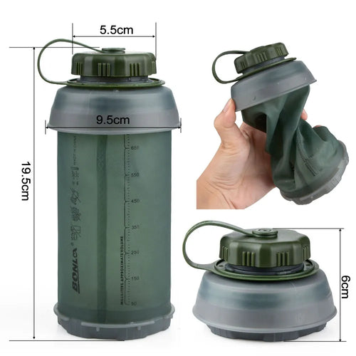 Botella de agua plegable portátil para exteriores - 750 ml