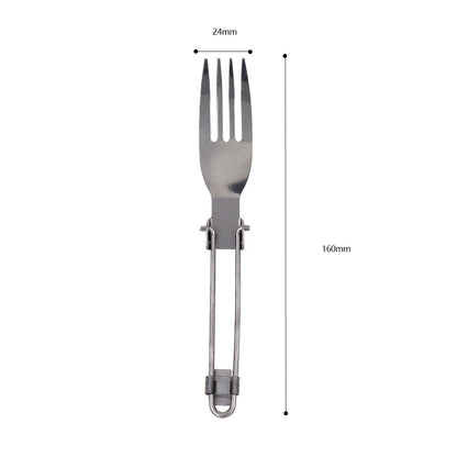 YOUGLE - Tenedor, cuchara y cuchillo plegables de acero inoxidable