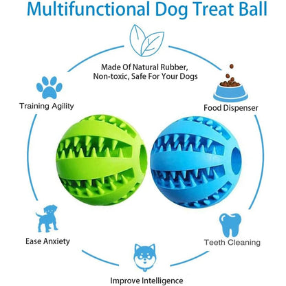 Durable Rubber Dog Toy Ball – Cleans Teeth, Reduces Boredom & Holds Treats