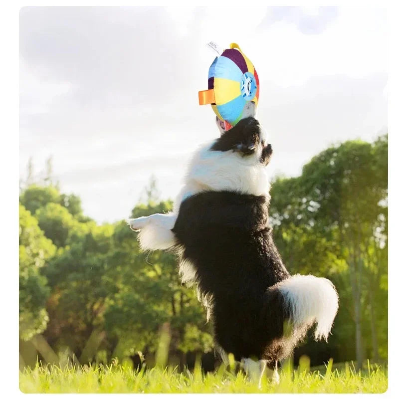 Durable Fleece Pet Play Ball. Outdoor Training Accessory with Handles