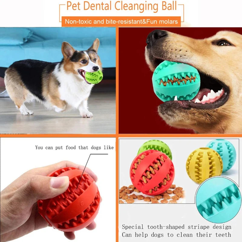 Durable Rubber Dog Toy Ball – Cleans Teeth, Reduces Boredom & Holds Treats