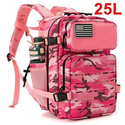 25L/45L Tactical Backpack Outdoor for Women/men Laser Cut Molle Hiking 3Day pack School Bag Gym Rucksack with Dual Cup Holder