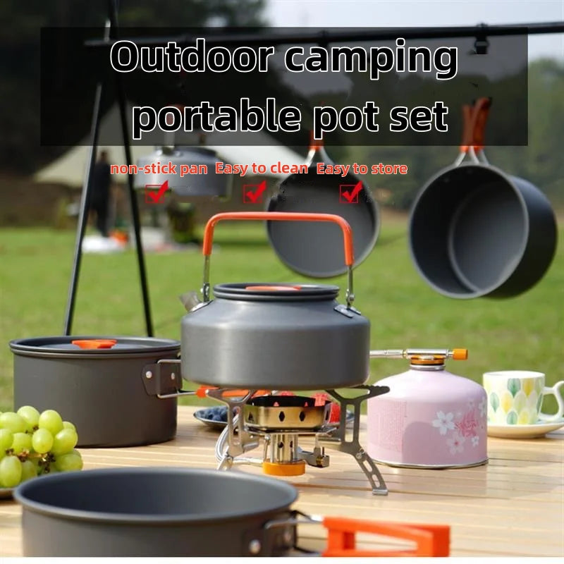 Outdoor Pot and Kettle Set Camping Water Boiling Equipment Portable Cooking Utensils for Hiking Picnic and Backpacking Convenien