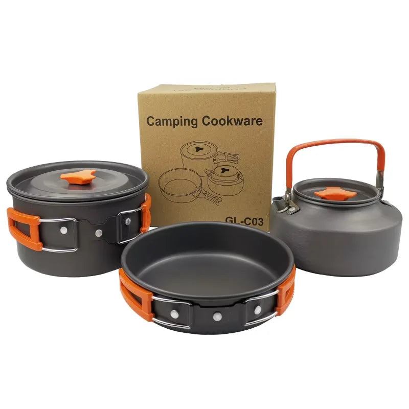 Outdoor Pot and Kettle Set Camping Water Boiling Equipment Portable Cooking Utensils for Hiking Picnic and Backpacking Convenien