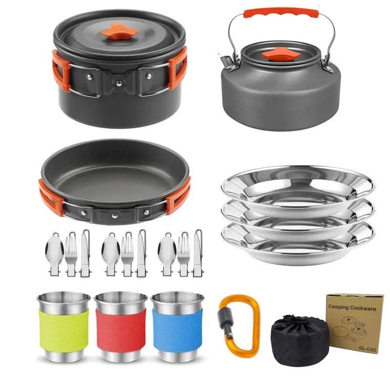 Outdoor Pot and Kettle Set Camping Water Boiling Equipment Portable Cooking Utensils for Hiking Picnic and Backpacking Convenien