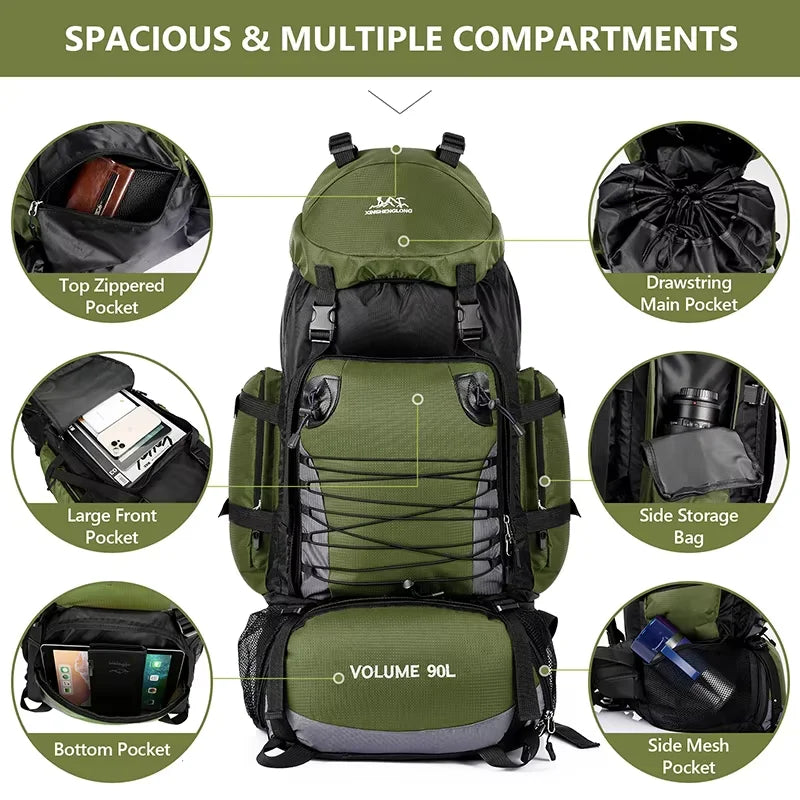 90L Large Capacity Backpack | Durable Trekking & Travel Rucksack