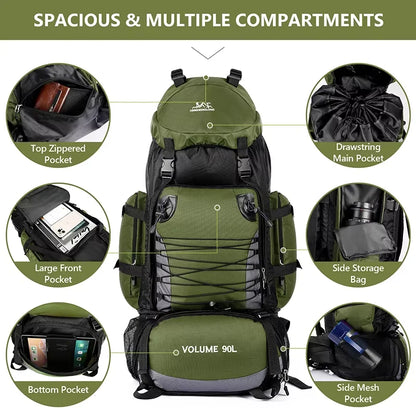 90L Large Capacity Backpack | Durable Trekking & Travel Rucksack