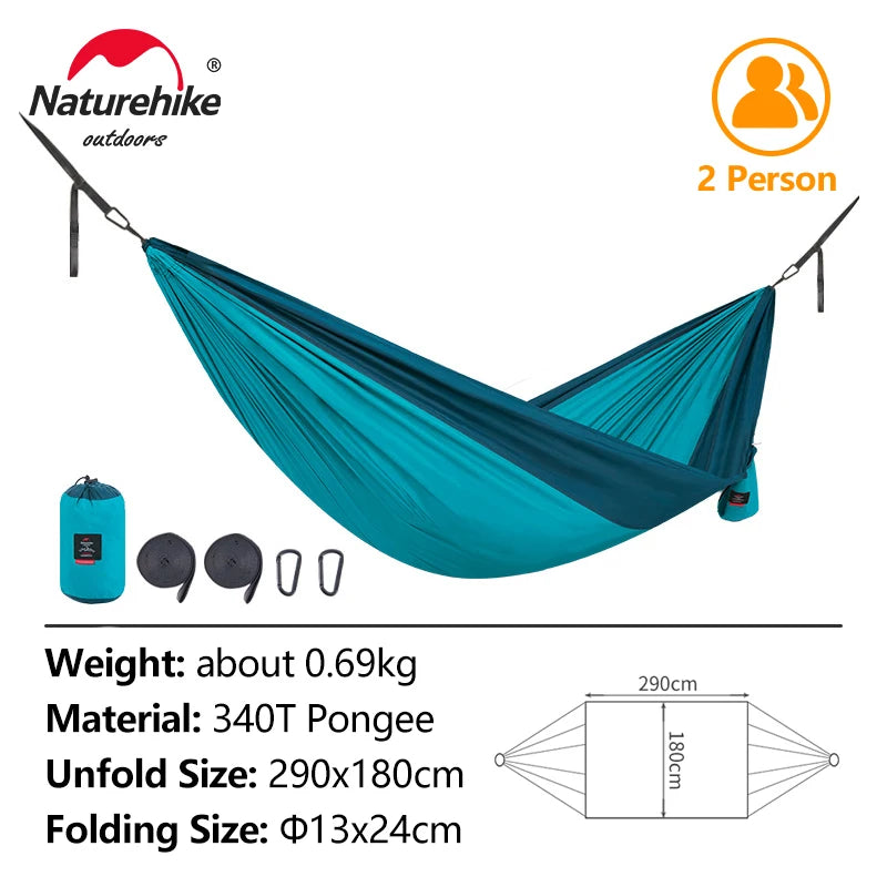 Naturehike Hammock Ultralight 2 Person Hammock Tear Resistance Hanging Bed Portable Hunting Hammock Sleeping Swing Hammock