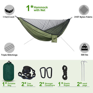 Lightweight TWO Person Hammock - *With Mosquito Net*