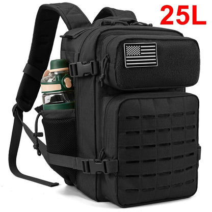 25L/45L Tactical Backpack Outdoor for Women/men Laser Cut Molle Hiking 3Day pack School Bag Gym Rucksack with Dual Cup Holder