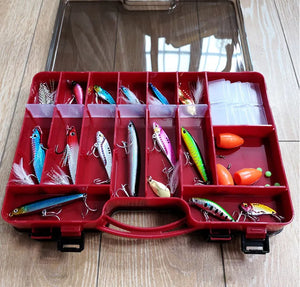 Double Sided Fishing Tackle Box - 18 pockets