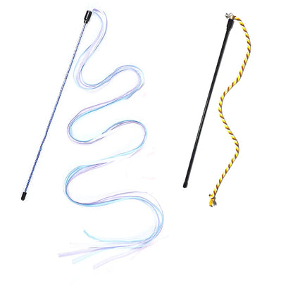 Interactive Cats Toys – Long Satin Ribbon Cat Teaser Rod
