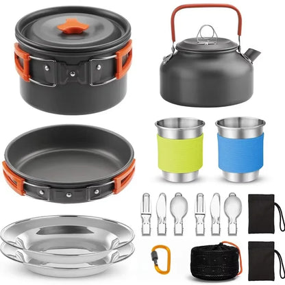 Outdoor Pot and Kettle Set Camping Water Boiling Equipment Portable Cooking Utensils for Hiking Picnic and Backpacking Convenien