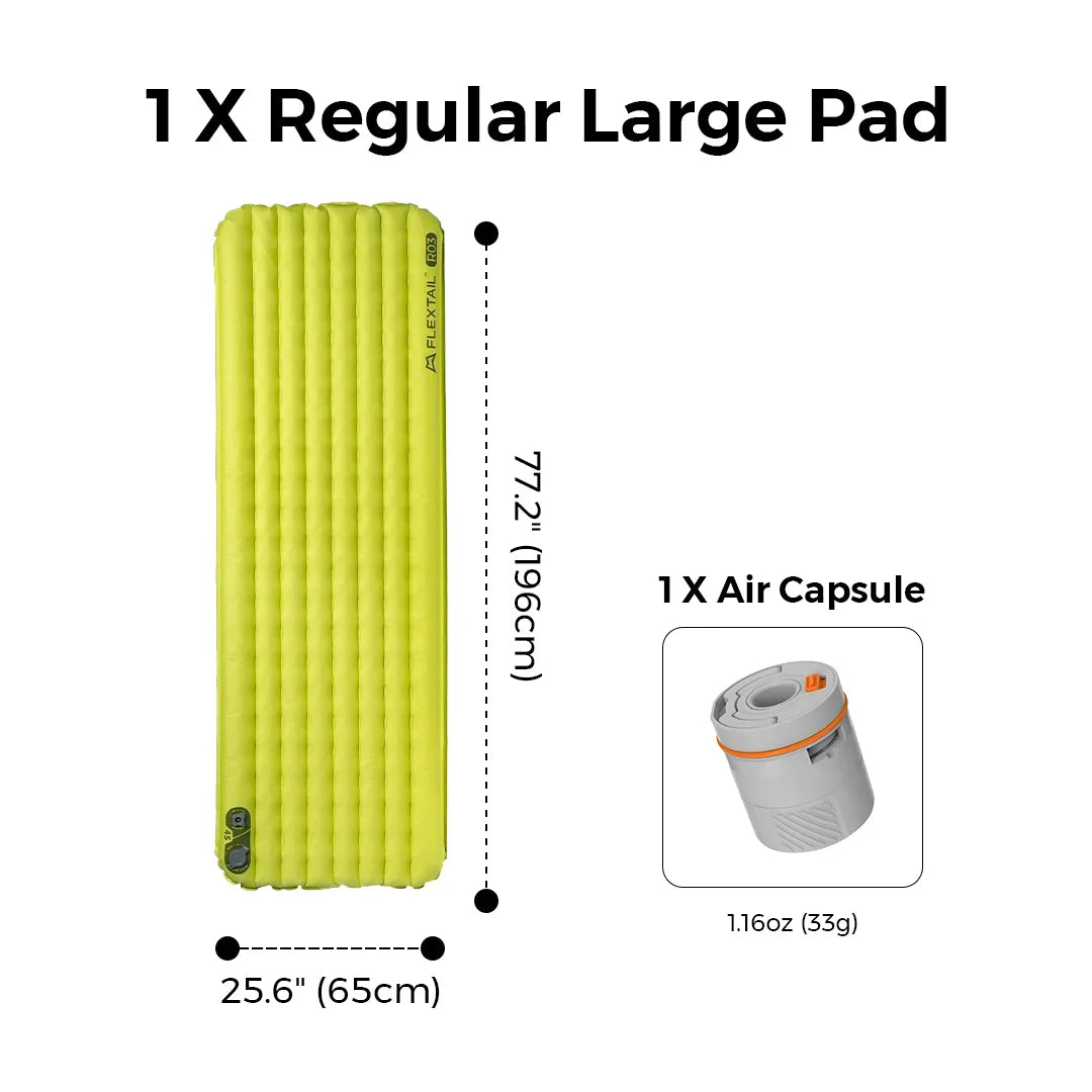 FLEXTAIL Insulated Sleeping Pad, Ultralight Inflatable Camping Mattress (Zero Series: No Pump, Tiny Series: Built-in Pump)