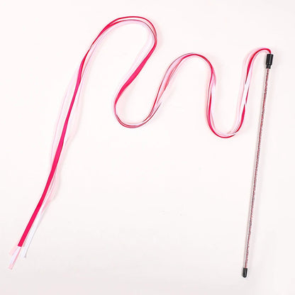 Interactive Cats Toys – Long Satin Ribbon Cat Teaser Rod