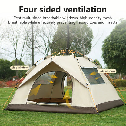 3-4 Person Quick-Open Pop-Up Tent | Durable 600D, Weather-Resistant