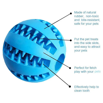 Durable Rubber Dog Toy Ball – Cleans Teeth, Reduces Boredom & Holds Treats