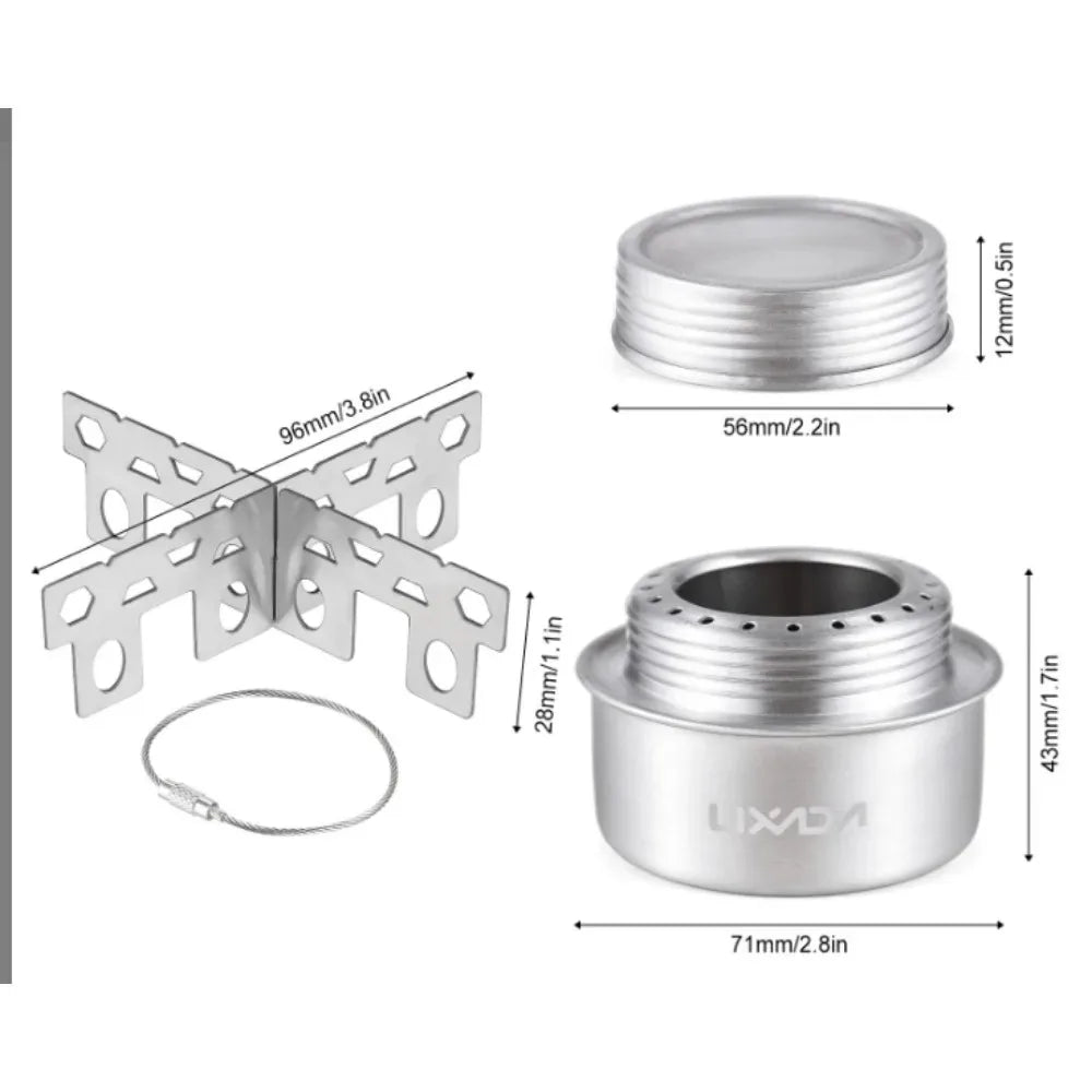 Camping Stove Portable Mini Aluminum Alloy Alcohol Stove with Lid Outdoor Camping Hiking Backpacking Cooking Stove