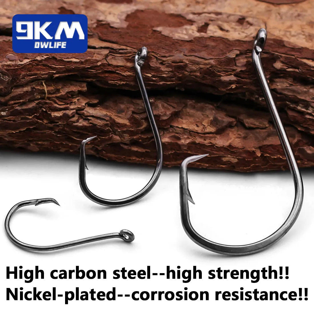 Anzuelos circulares para pesca de lubina y carpa, 25-50 unidades