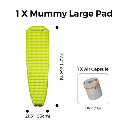 FLEXTAIL Insulated Sleeping Pad, Ultralight Inflatable Camping Mattress (Zero Series: No Pump, Tiny Series: Built-in Pump)