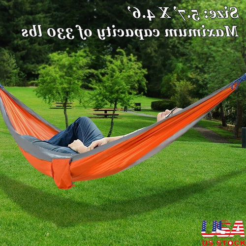Ultra Light Nylon Parachute Hammock Camping Backpacking Travel Tree Swing Bed with Straps Carabiners Portable Carry Bag 330LB