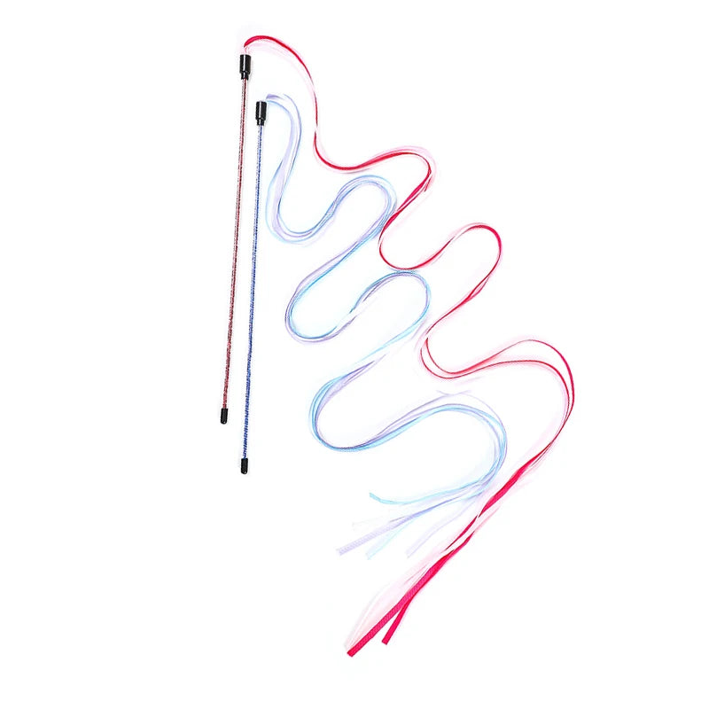 Interactive Cats Toys – Long Satin Ribbon Cat Teaser Rod