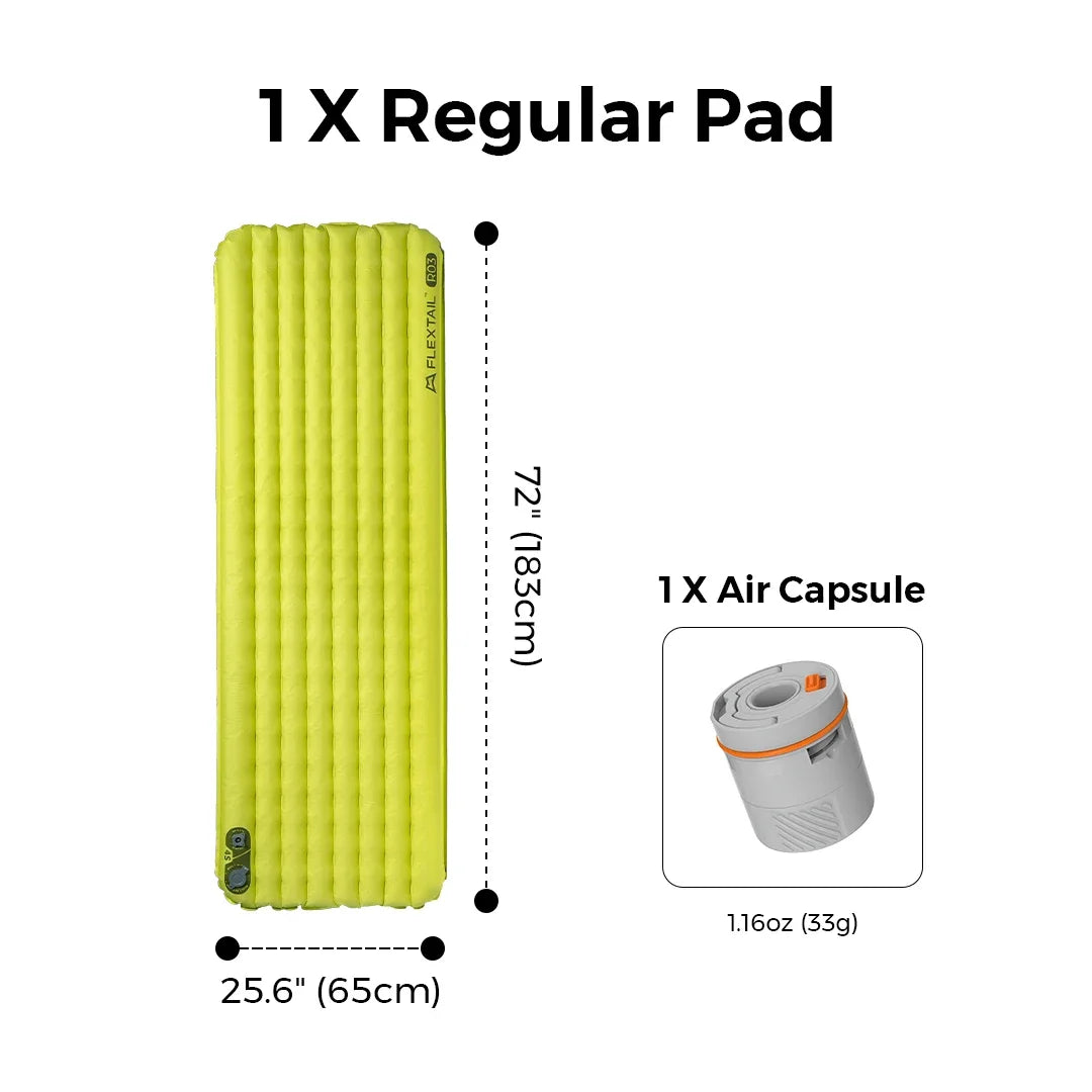 FLEXTAIL Insulated Sleeping Pad, Ultralight Inflatable Camping Mattress (Zero Series: No Pump, Tiny Series: Built-in Pump)
