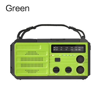 AM/FM/WB Reception Emergency Flashlight, Hand Crank and Solar Charging, USB-C Power Supply, SOS Siren, Mobile Power Supply